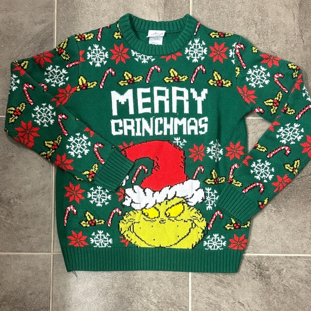 Size Small Grinch Festive Green Merry Crinchmas Sweater